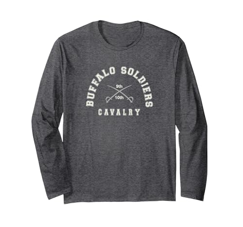 Gene Brown Designs Buffalo Soldiers Collegiate White Combo Long Sleeve T-Shirt - size chart