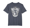 Rock and Roll Music Vintage Retro Gifts Vintage 80s Rock & Roll Music Electric Guitar Skeleton Wings T-Shirt - size chart