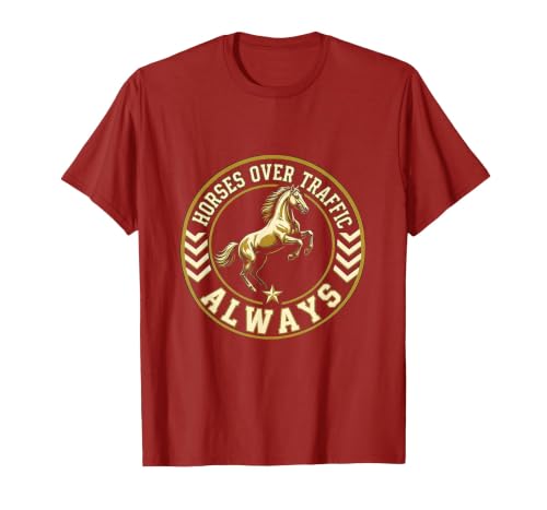 Mademark Horses Over Traffic Always Equestrian Design T-Shirt - Men - size chart
