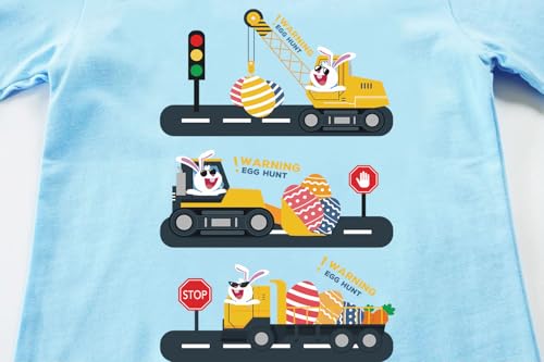 Easter Day Gift for Toddler Boy Baby Girl Tractor Loving Bunny T-Shirt — design detail