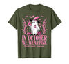 Arich.Tee's Breast Cancer Awareness Ghost in October We Wear Pink Breast Cancer Witch Ghost Halloween T-Shirt - size chart