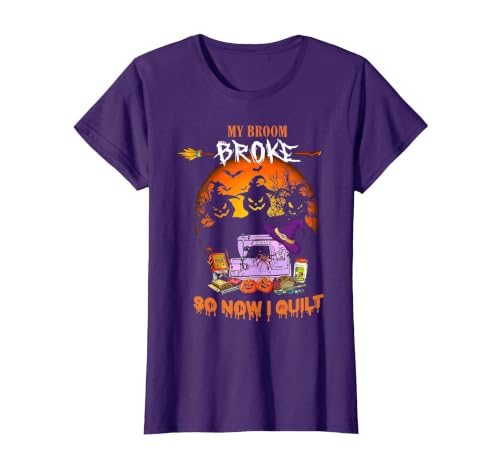 Humor Halloween Costume 2020 My Broom Broke So Now I Quilt - Quilting Halloween T-Shirt - size chart