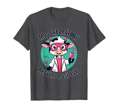 Mademark Moo Laboratory Results Positive Cow Design T-Shirt - size chart