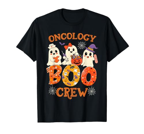Oncology Boo Crew Funny Ghost Halloween Spooky Costume Nurse T-Shirt - size chart