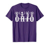 Funny O-H-I-O State Skeleton Halloween Funny O-H-I-O State Skeleton Ohio Halloween Vintage Vibe Fun T-Shirt - size chart
