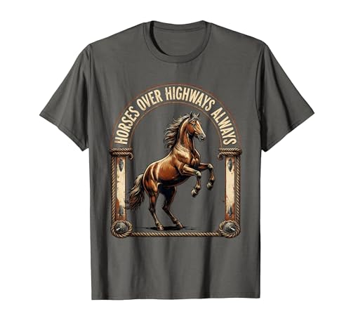 Mademark Horses Over Highways Always Equestrian Design T-Shirt - Men - size chart