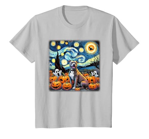 Pitbull Starry Night Tees Starry Night Pitbull Halloween T-Shirt - size chart