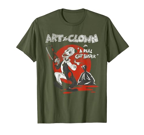 Terrifier Real Gut Buster Vintage Illustration Horror Movie T-Shirt - size chart