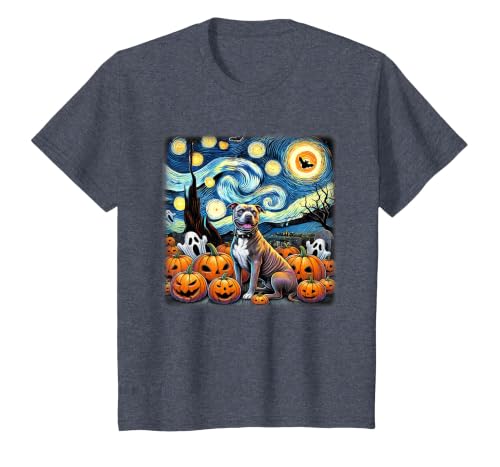 Pitbull Starry Night Tees Starry Night Pitbull Halloween T-Shirt - size chart