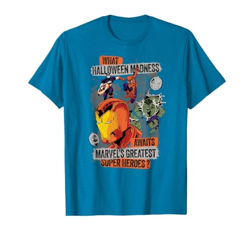 Marvel Halloween Madness Awaits the Greatest Super Heroes T-Shirt - size chart