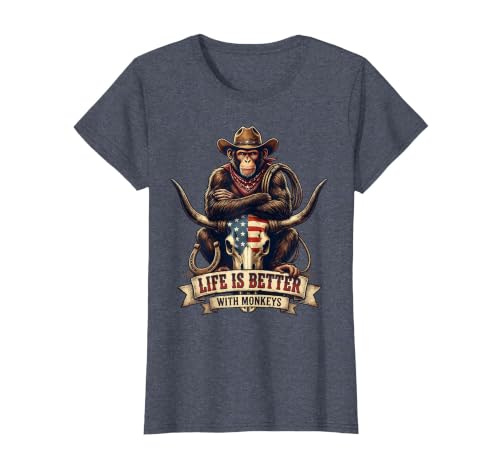 Mademark Life Is Better With Monkeys Fun Primate Design T-Shirt - Women - size chart