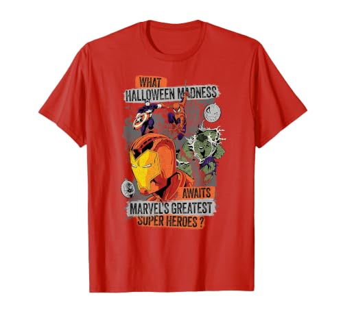 Marvel Halloween Madness Awaits the Greatest Super Heroes T-Shirt - size chart