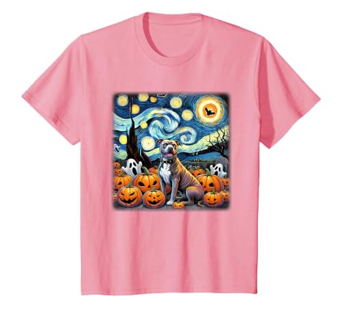 Pitbull Starry Night Tees Starry Night Pitbull Halloween T-Shirt - size chart