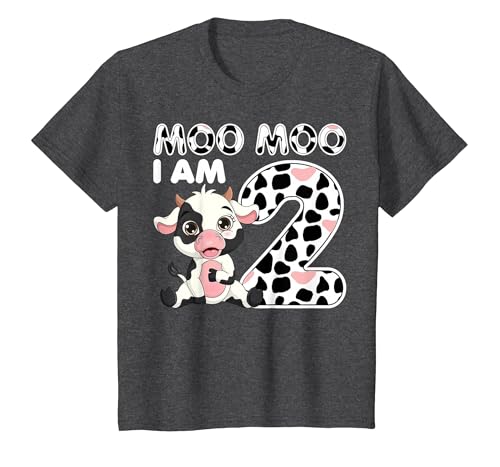 Cow 2nd Birthday Gifts Co. Cow Moo Moo I'm Two - 2 Years Old Cow Lover 2nd Birthday T-Shirt - size chart