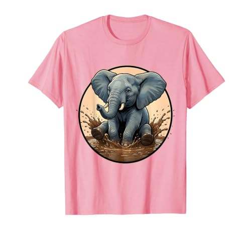 Mademark Baby Elephant Splashing in Muddy Puddle T-Shirt - Men - size chart