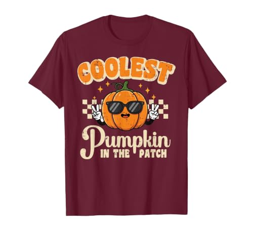 Halloween Shirts For Women Men Kids Boys Girls Halloween Coolest Pumpkin in Patch Costume Boys Kids Youth T-Shirt - size