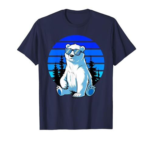 Bear Lover Gift Co. Arctic Animal Polar Bear Lover Cool Sunglasses Polar Bear T-Shirt - size chart