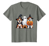 English Bulldog Halloween Funny Dog Lover Pumpkin Witch T-Shirt - size chart