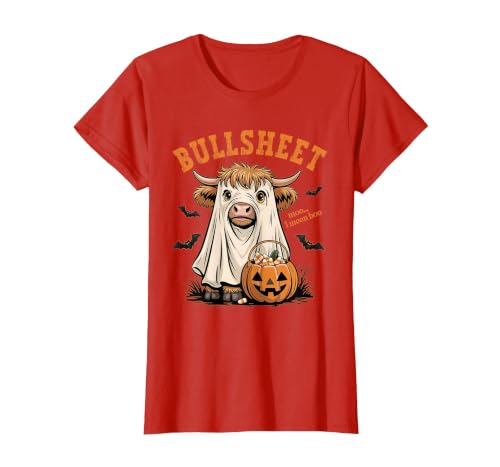 Bullsheet Highland Cow Ghost Halloween Tees Moo... I Mean Boo Bullsheet Highland Cow Ghost Halloween T-Shirt - size chart