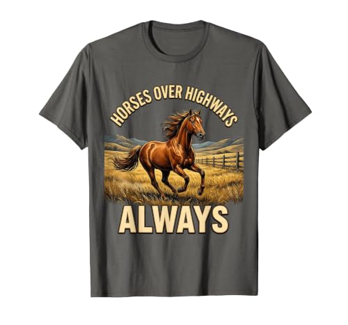 Mademark Horses Over Highways Always Equestrian Design T-Shirt - Men - size chart