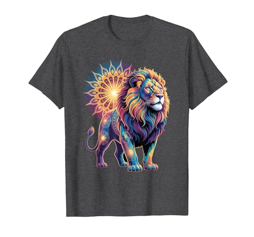 Cosmic Animal Mandala Sacred Geometry Collective Sacred Geometry Lion Mandala T-Shirt - size chart