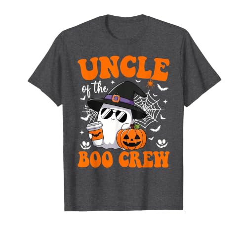 Halloween Family Matching Costume Boo Ghost Tee. Uncle Boo Crew Groovy Ghost Matching Family Halloween T-Shirt - size chart