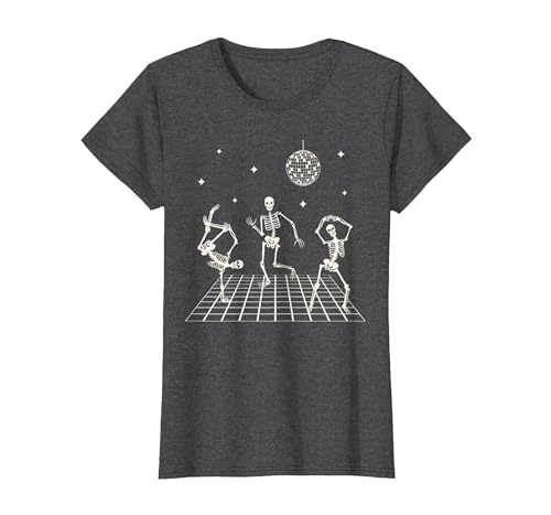 Sollomio Skeletons Dancing at The Club with a Disco Ball Halloween T-Shirt - size chart