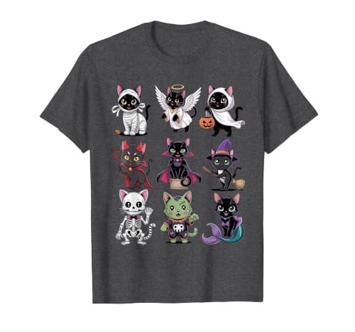 Halloween Cat Apparel Halloween Cat T-Shirt - Spooky Kittens Costume T-Shirt - size chart