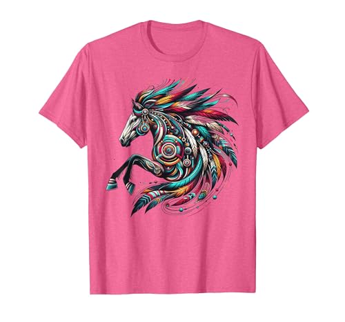 Mystical Native American Horse Farm Heritage Spirituality T-Shirt - size chart
