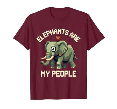 Mademark Elephants Are My People Pixel Art Design T-Shirt - Men