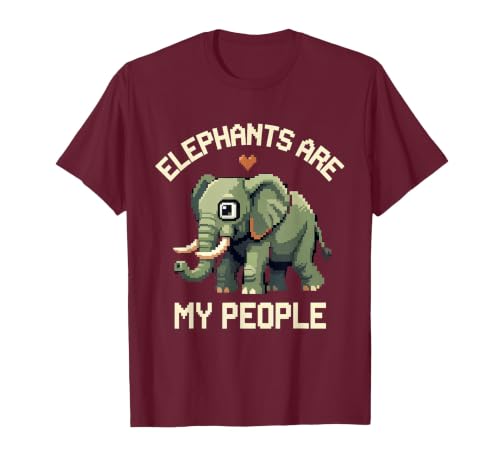 Mademark Elephants Are My People Pixel Art Design T-Shirt - Men - size chart