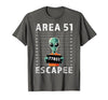 Funny Alien Halloween Costume Mugshot Alien Area 51 Escapee Funny Alien Mug Shot UFO T-Shirt - size chart