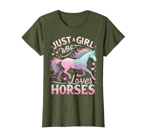 Funny Horse Lovers Just a Girl Who Loves Horses T-Shirt - size chart