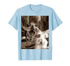 Funny Bunny Rabbit Selfie with T-Rex Tyrannosaurus Dinosaur T-Shirt — design detail