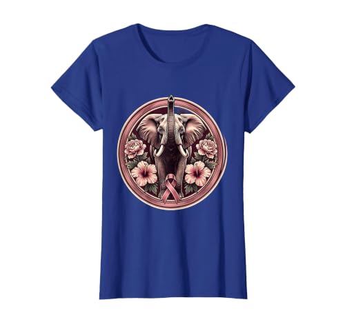 Mademark Elephant Pink Flowers Breast Cancer Awareness T-Shirt - Women - size chart