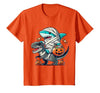 Funny Shark Dinosaur Halloween Kids Boys Tees Shark Riding Dinosaur T-rex Funny Halloween Pumpkin Boys Kid T-Shirt - size
