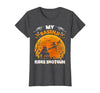Basenji Dog Witch Halloween Gifts My Basenji Rides Shotgun Basenji Dog Halloween T-Shirt - size chart