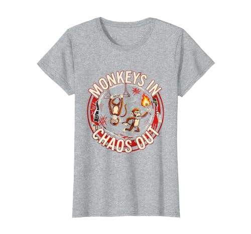 Mademark Monkeys In. Chaos Out. Punk Metal Circus Design T-Shirt - Women - size chart