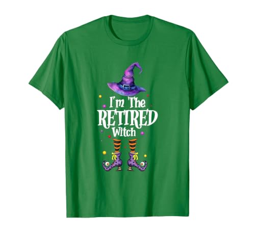Funny Quote Horror Costume Party Family Friends I'm The Retired Witch Spooky Scary Halloween Retiree Women T-Shirt - size