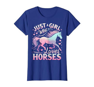 Funny Horse Lovers Just a Girl Who Loves Horses T-Shirt - size chart