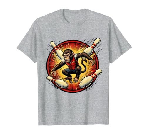 Mademark Pin Monkey Dodging Flying Pins Bowling Graphic T-Shirt - Men - size chart