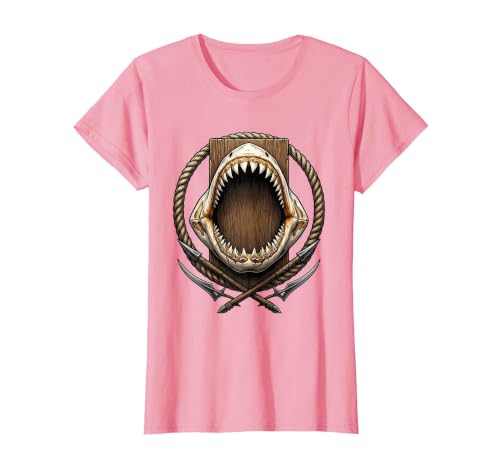 Mademark Shark Jaw Bones Mounted on Wooden Wall Art T-Shirt - size chart