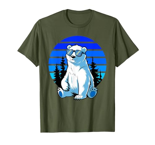 Bear Lover Gift Co. Arctic Animal Polar Bear Lover Cool Sunglasses Polar Bear T-Shirt - size chart