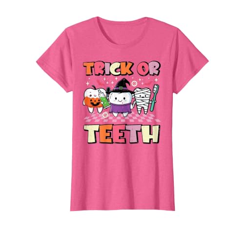 Halloween Shirts For Women Men Kids Boys Girls Halloween Dentist Trick Or Teeth Dental Costume Men Women T-Shirt - size chart