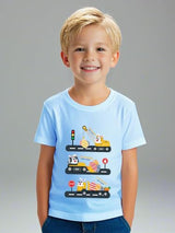 Easter Day Gift for Toddler Boy Baby Girl Tractor Loving Bunny T-Shirt — design detail