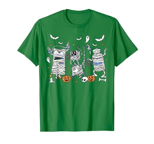Cute Ghost Halloween Nurse Spooky Season Halloween ICU Nurse Propofol Mummy NICU PICU Nurse Tech T-Shirt - size chart