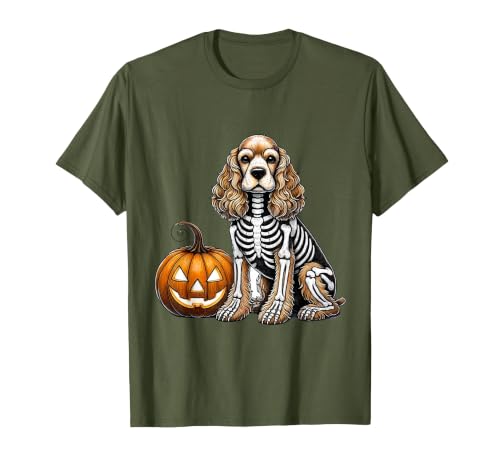 Spooky Cocker Spaniel Skeleton Costumes Halloween Cocker Spaniel Skeleton Jack O Lantern Funny Dog Halloween T-Shirt - size