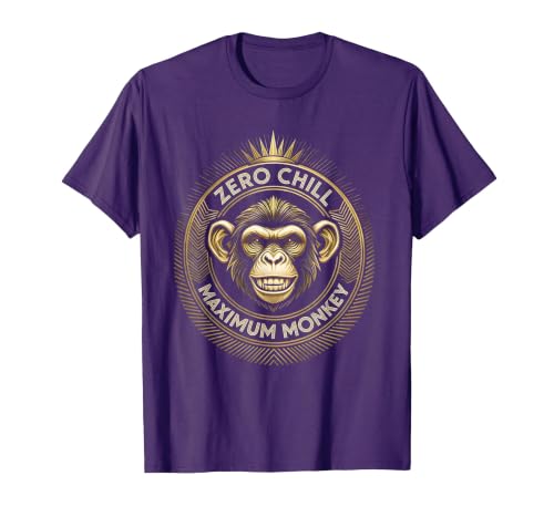 Mademark Zero Chill Maximum Monkey Fun Graphic Design T-Shirt - Men - size chart