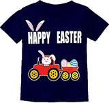 Easter Day Gift for Toddler Boy Baby Girl Tractor Loving Bunny T-Shirt — design detail