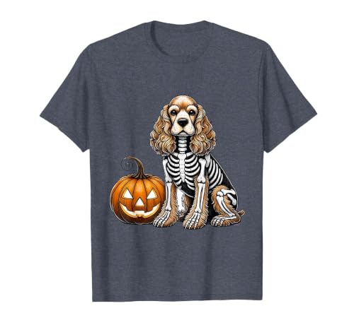 Spooky Cocker Spaniel Skeleton Costumes Halloween Cocker Spaniel Skeleton Jack O Lantern Funny Dog Halloween T-Shirt - size